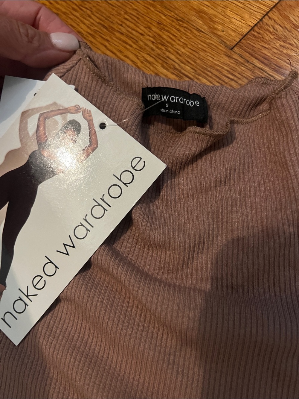 naked wardrobe Taupe Ribbed Long-Sleeve Mock Neck Dress - Picture 2 of 2